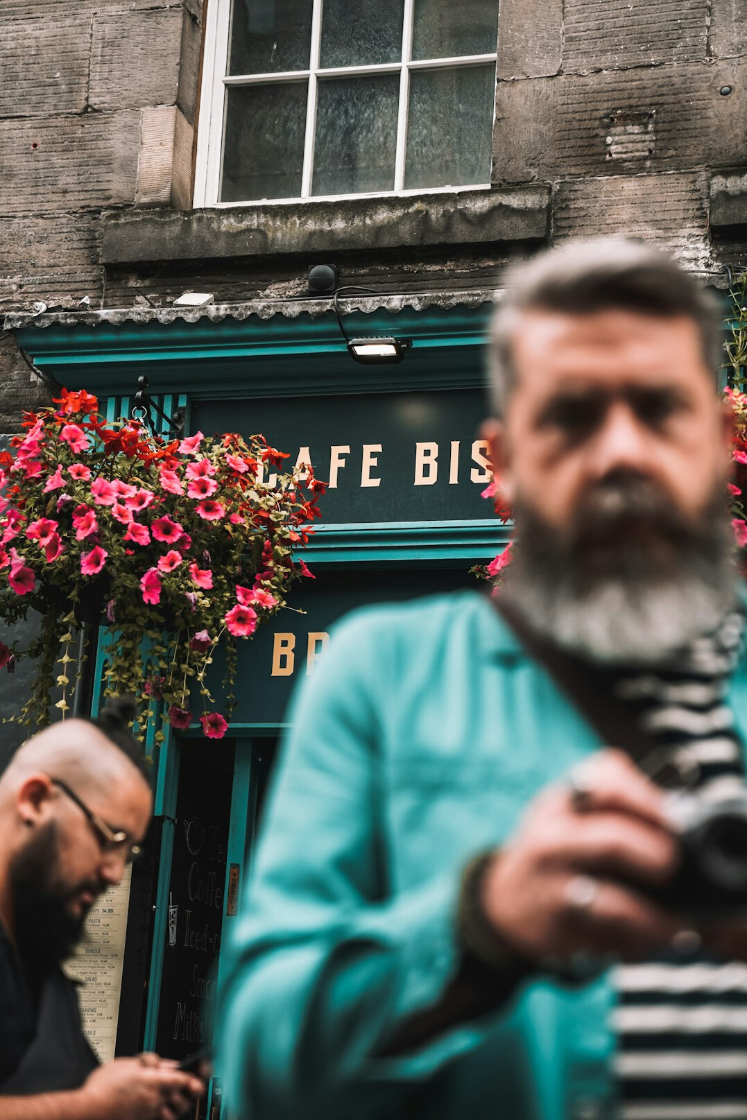 Portrait of a bearded man looking at the camera