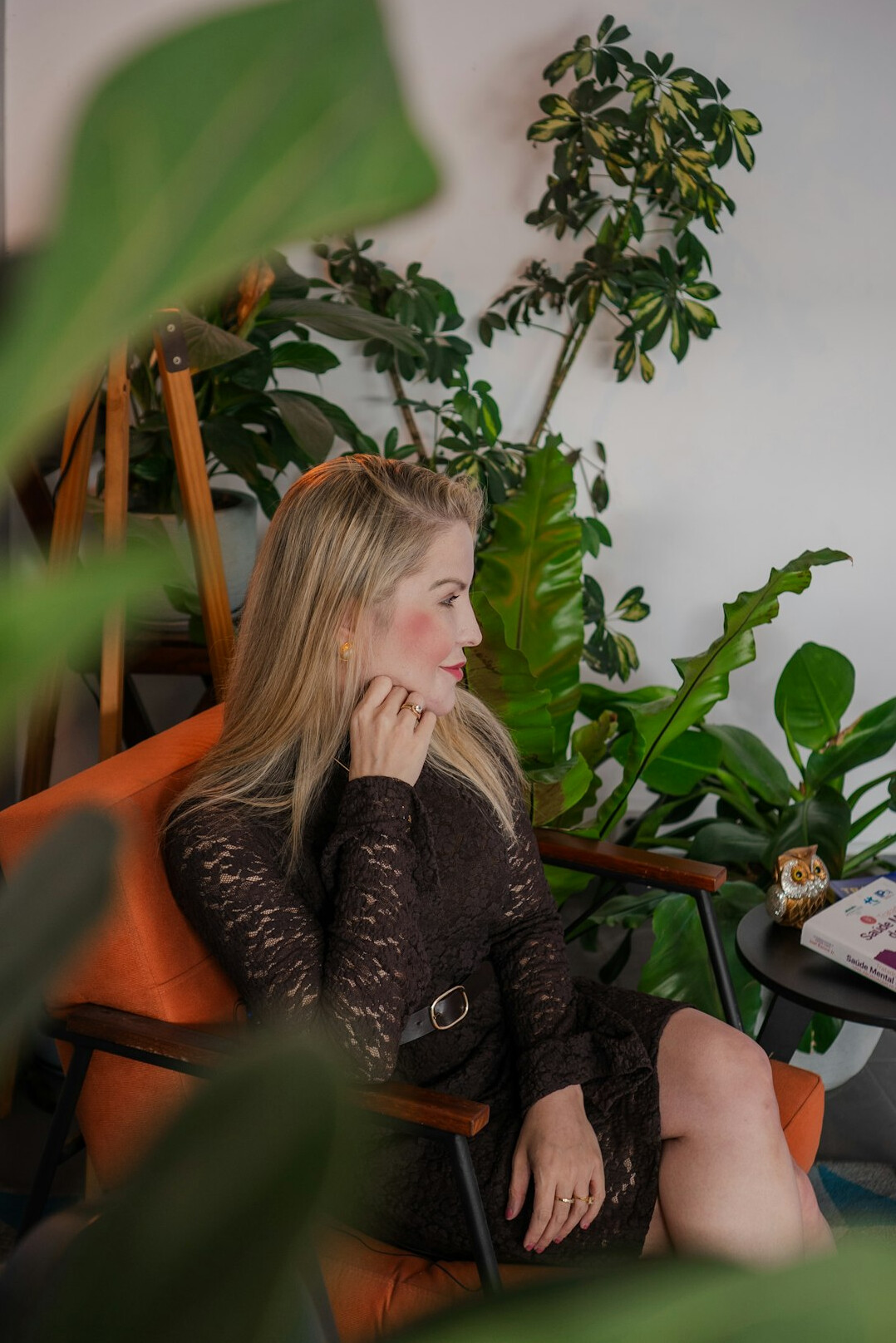 happy person with indoor plants